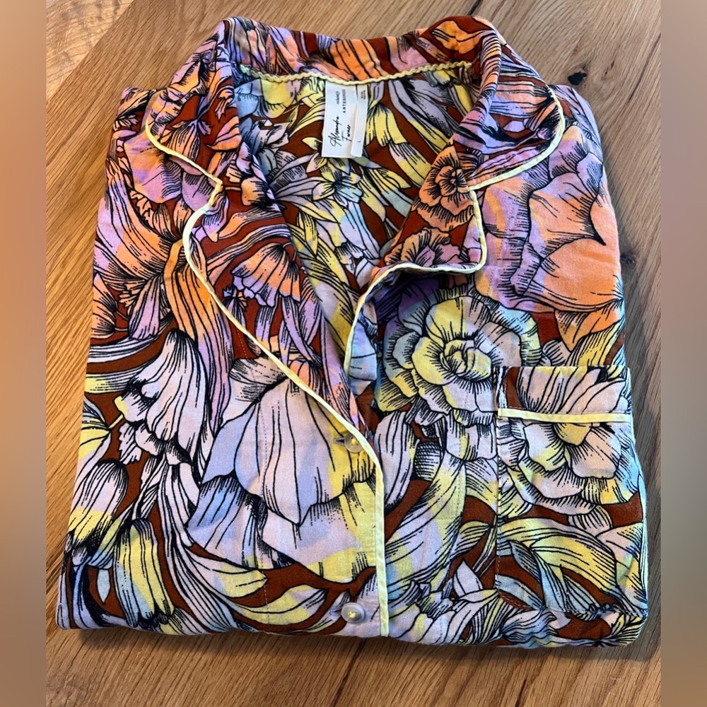 ANTHROPOLOGIE x ALEXANDRA FARMER FLORAL PAJAMA TOP, SIZE L. - Picture 9 of 9